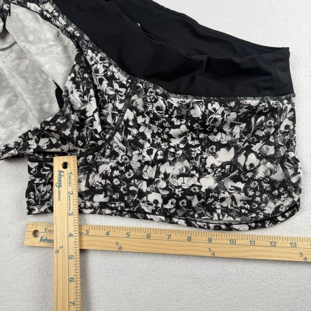 Lululemon Women's Floral Print Speed Short White Black Sz 10 - Picture 5 of 9